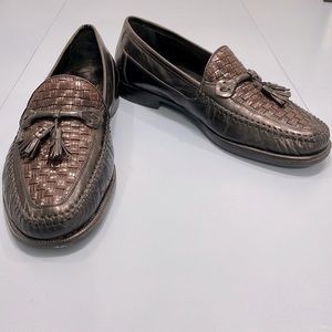 Vintage Black & Brown Leather Loafers Johnston & Murphy w/ Shoe Trees 10.5M